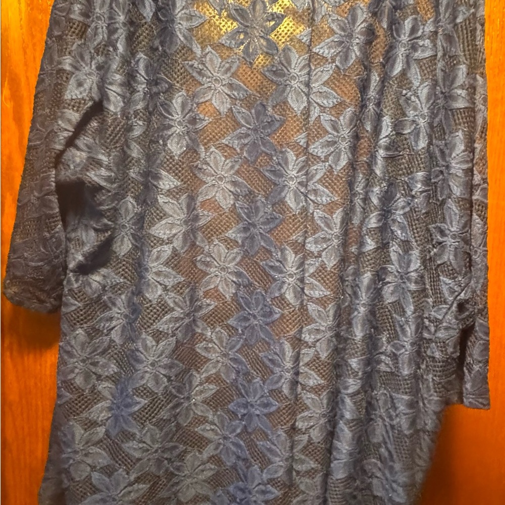 Lula Roe royal Blue Floral Lace cardigan size M EUC